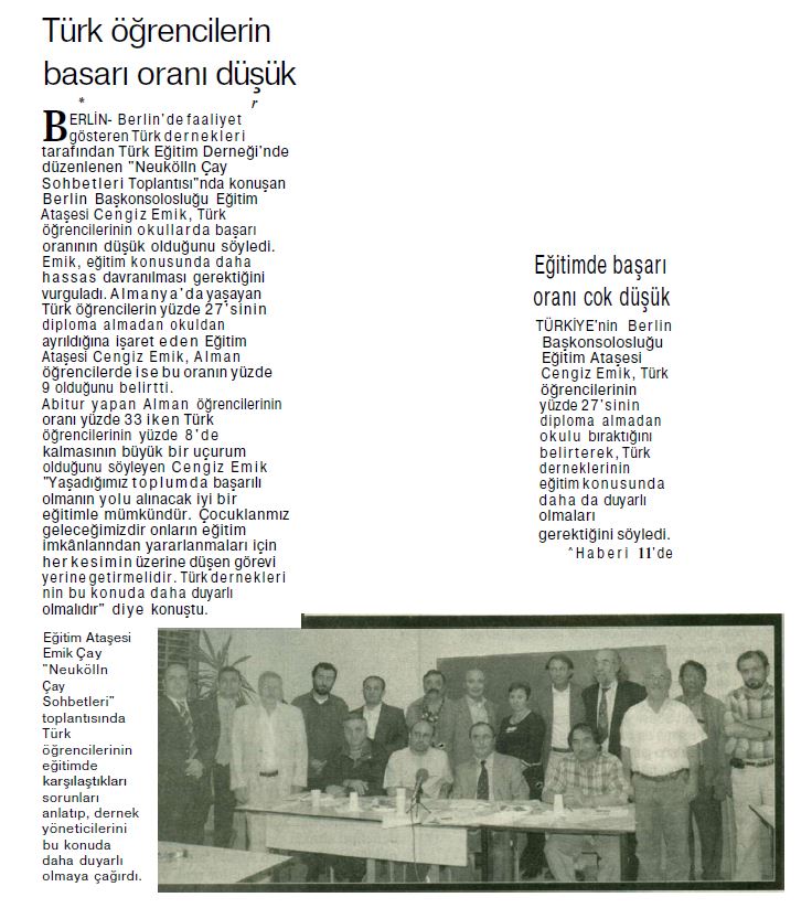 Türk Öğrencilerin Başarı Oranı Düşük - Neuköllin Çay Sohbetleri Toplantısı Haberi