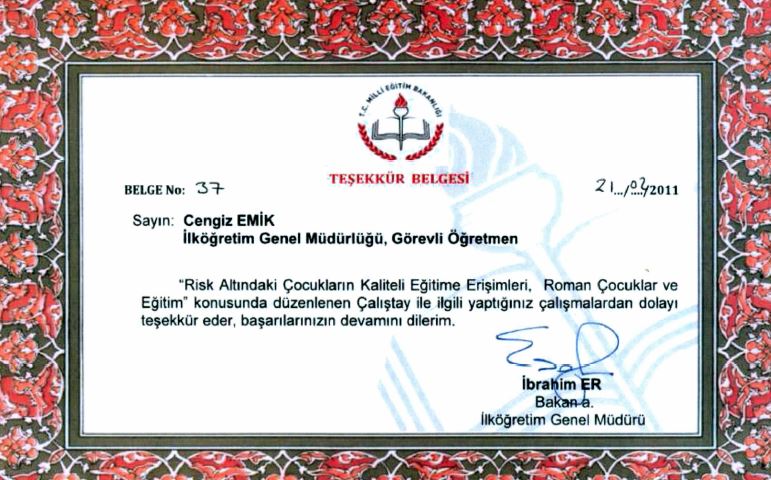 İlköğretim Genel Müdürlüğü Görev Belgesi
